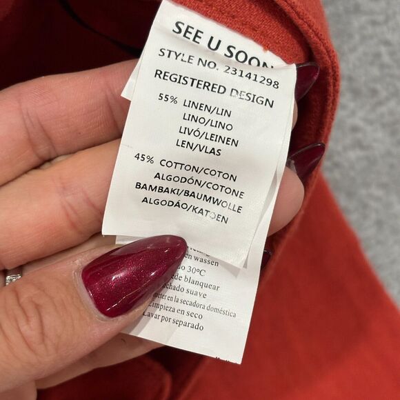 Anthropologie See U Soon Linen Blend Pants 42 (32W)  Wide Leg‎ Orange NWT Womens - Picture 6 of 11